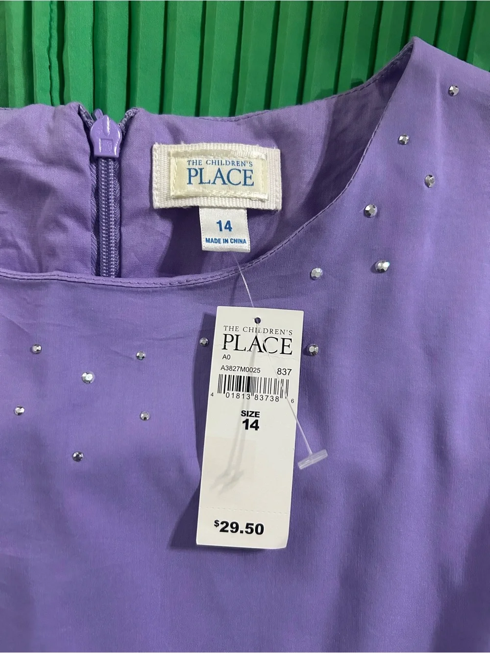 The Children's Place Purple, White & Green Pleated Party Dress
